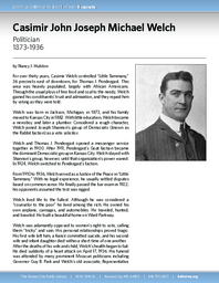 Biography of Casimir John Joseph Michael Welch (1873-1936), Politician