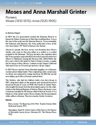 Biography of Moses Grinter (1810-1878) and Anna Marshall Grinter (1820-1905), Pioneers