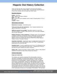 SC69-1 Hispanic Oral History Collection Finding Aid