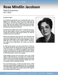 Biography of Rose Mindlin Jacobson (1877-1951), Retail Entrepreneur