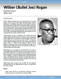 Biography of Wilber (Bullet Joe) Rogan (1889-1967), Baseball Player