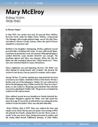 Biography of Mary McElroy (1908-1940),  Kidnap Victim