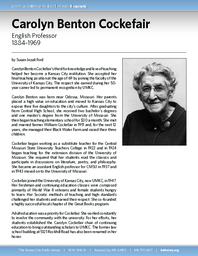 Biography of Carolyn Benton Cockefair (1884-1969), English Professor