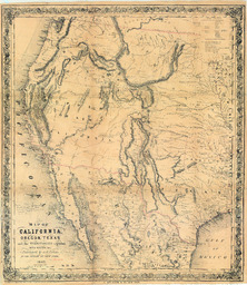 Map of California, Oregon, Texas, and the Territories Adjoining with Routes Etc.