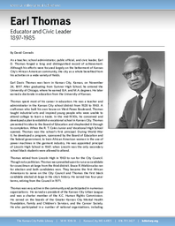 Biography of Earl Thomas (1897-1985), Educator and Civic Leader