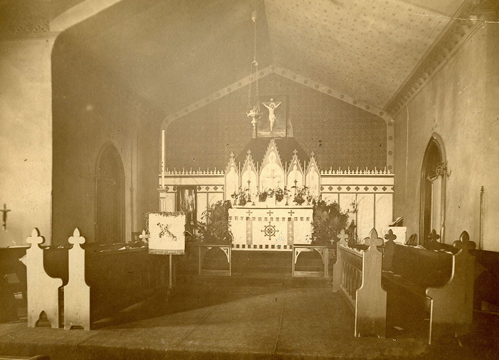 An interior view of St. Mary’s Church at 8th and Walnut