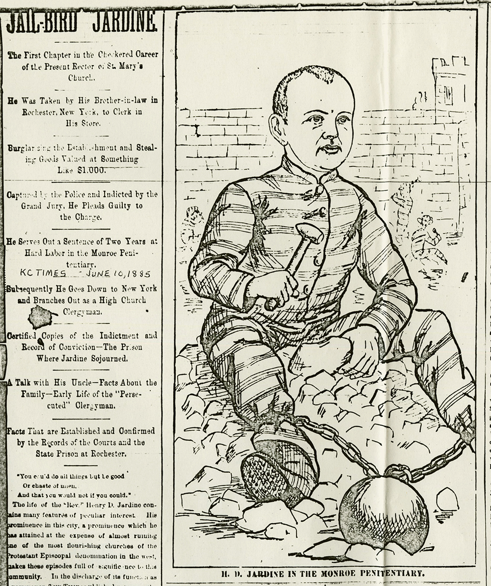 A June 10, 1885, cartoon that accompanied an article revealing Jardine’s 2-year sentence in a New York prison