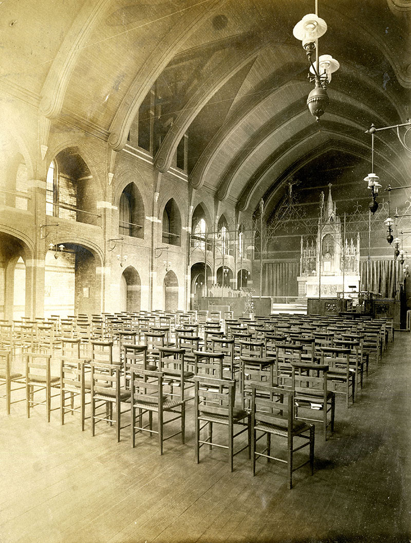 An 1888 interior view of St. Mary’s Church and the altar dedicated in Father Jardine’s memory.