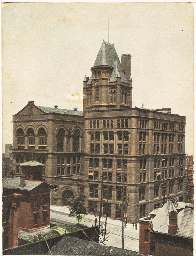 The Burnham and Root-designed, second Board of Trade Building at Eighth and Wyandotte streets before it was demolished, n.d. Kansas City Public Library