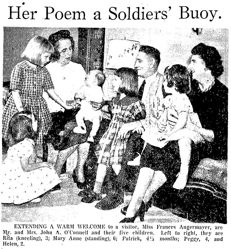 Angermayer with John A. O’Connell and family, The Kansas City Star, November 10, 1957.