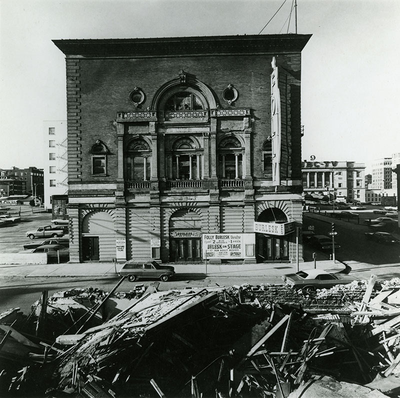 The Folly Theater near the time of its planned demolition, 1970s. Kansas City Public Library.