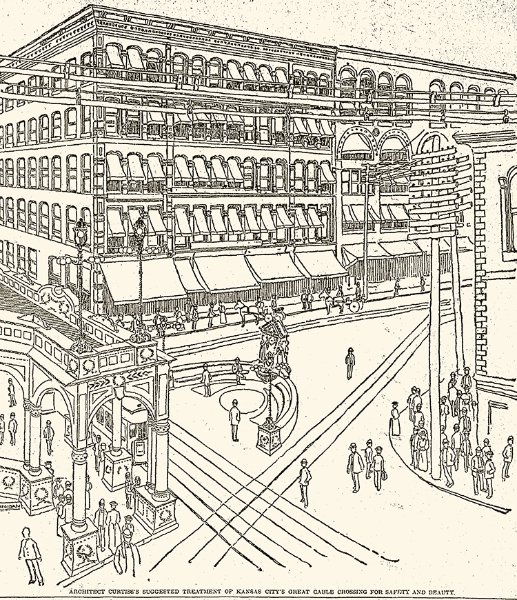 Louis Curtiss’ proposed pedestrian refuge. THE KANSAS CITY STAR