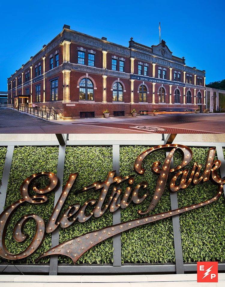 The Heim Bottling Plant, now the home to J. Rieger & Co. and their Electric Park garden bar. MICHAEL ROBINSON PHOTOGRAPHY AND J. RIEGER & CO.