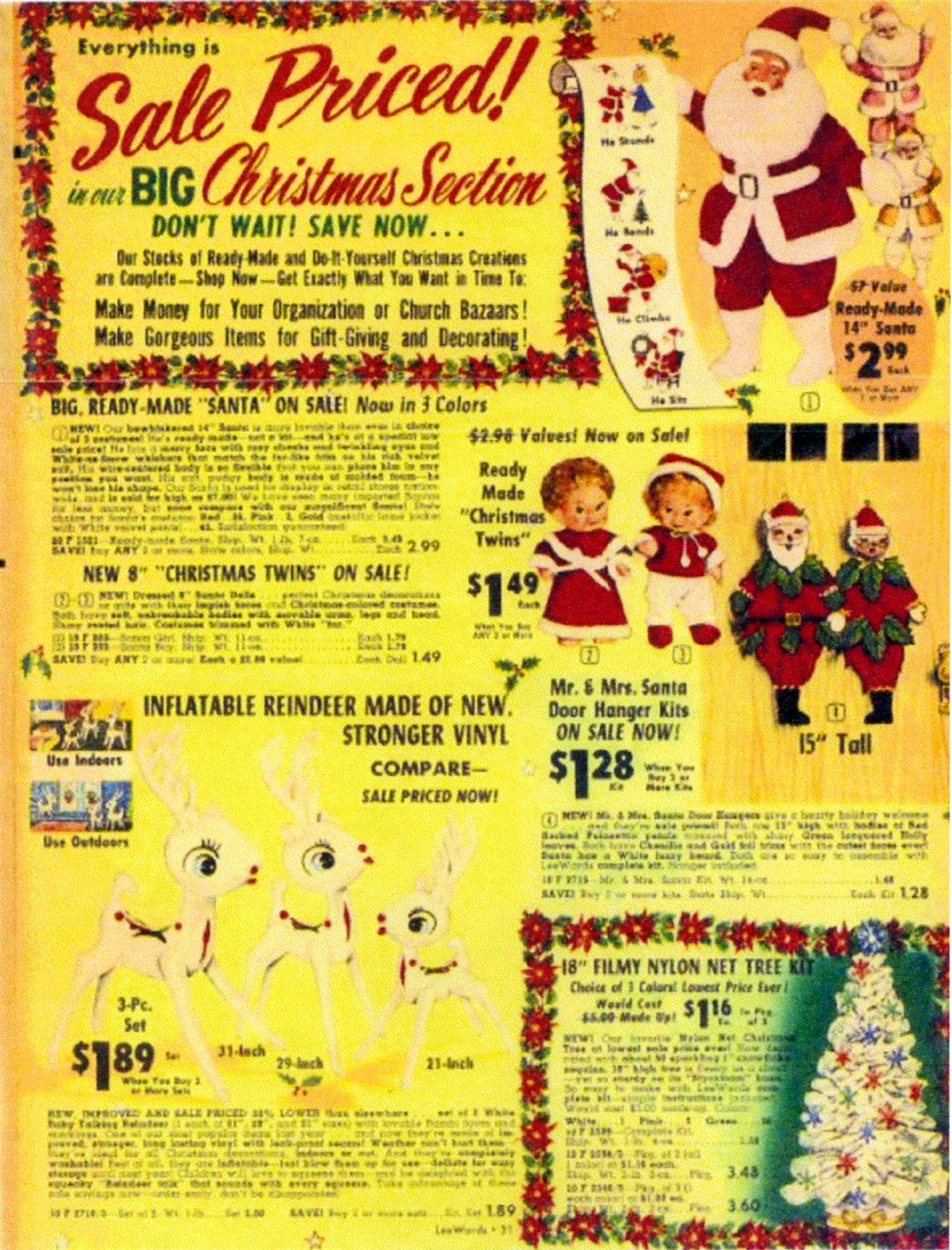 1963 Leeward Creative Crafts catalog advertising 14-inch Harold Gale Santas for $2.99.