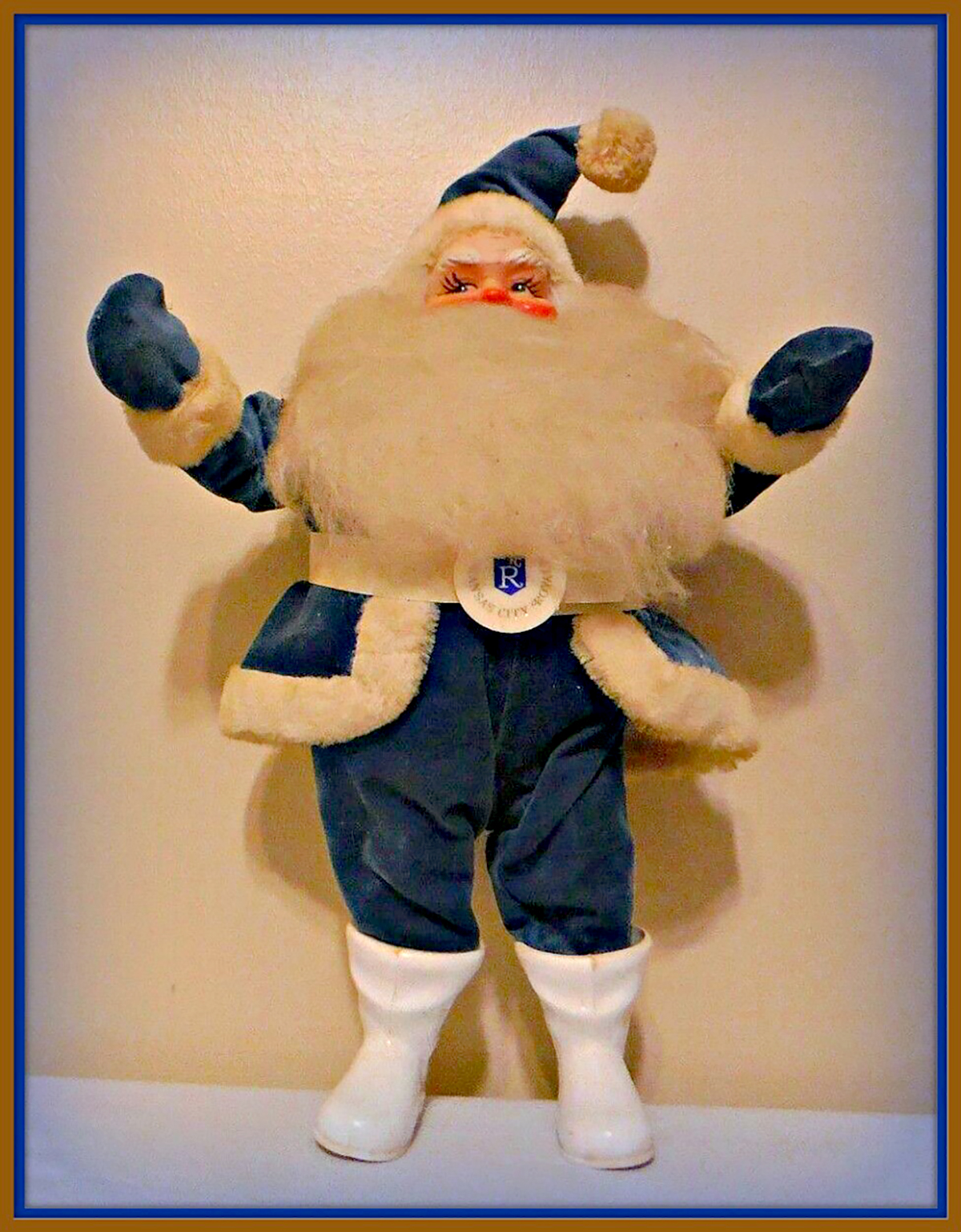 14-inch Kansas City Royals Santa Claus produced for the Kauffman Foundation in the 1980s, possibly after the World Series victory in 1985