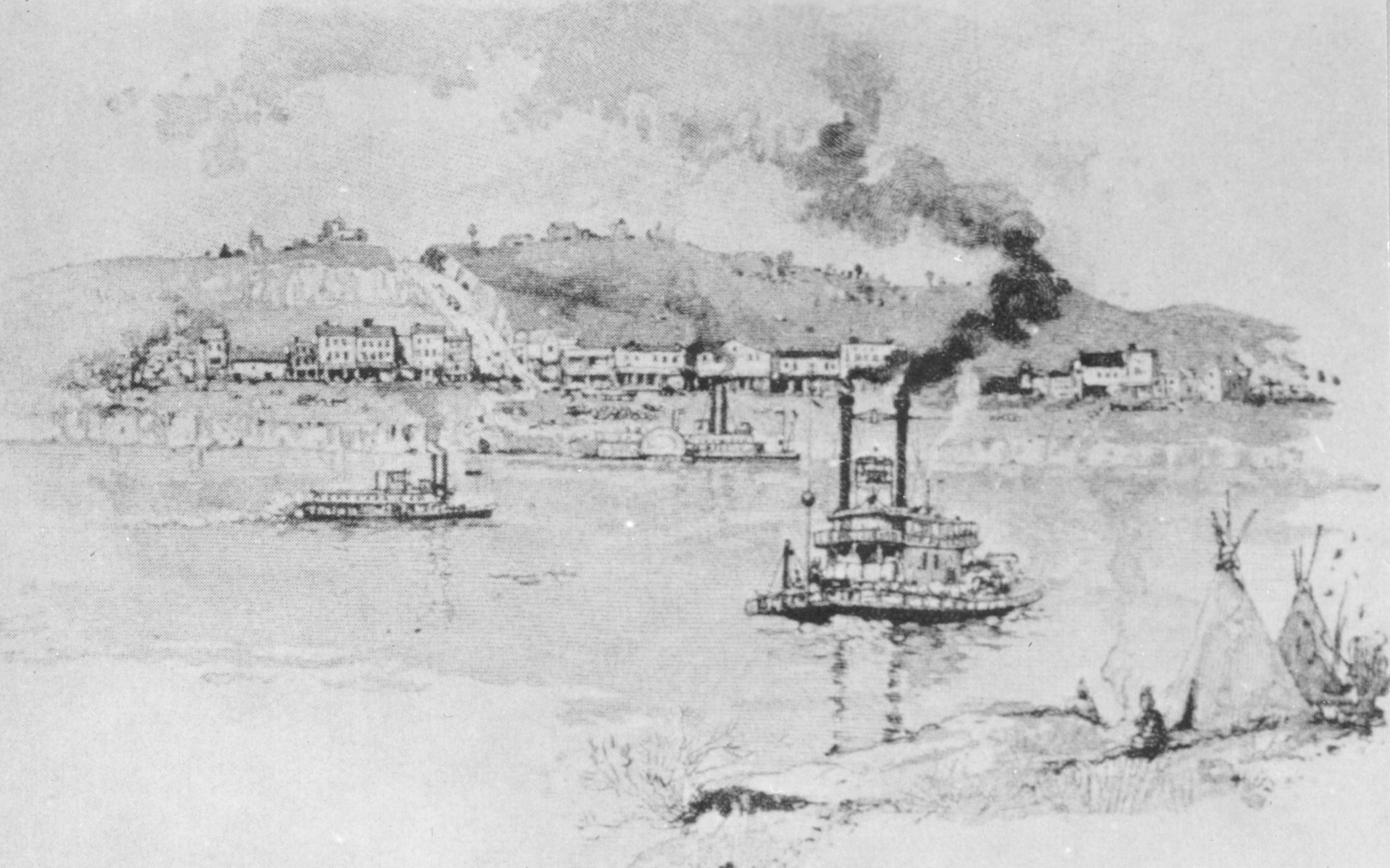 Drawing of Westport Landing in 1855.