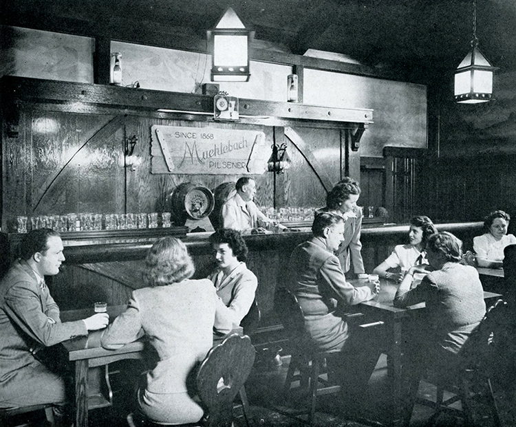 The taproom at the Muehlebach Brewery.