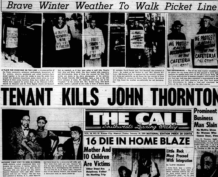 The Call reports the weeks-long boycott outside businesses in downtown Kansas City in 1959. Their font page, shown here, made sure the civil rights protest could not be missed. THE CALL FILE – KANSAS CITY STAR