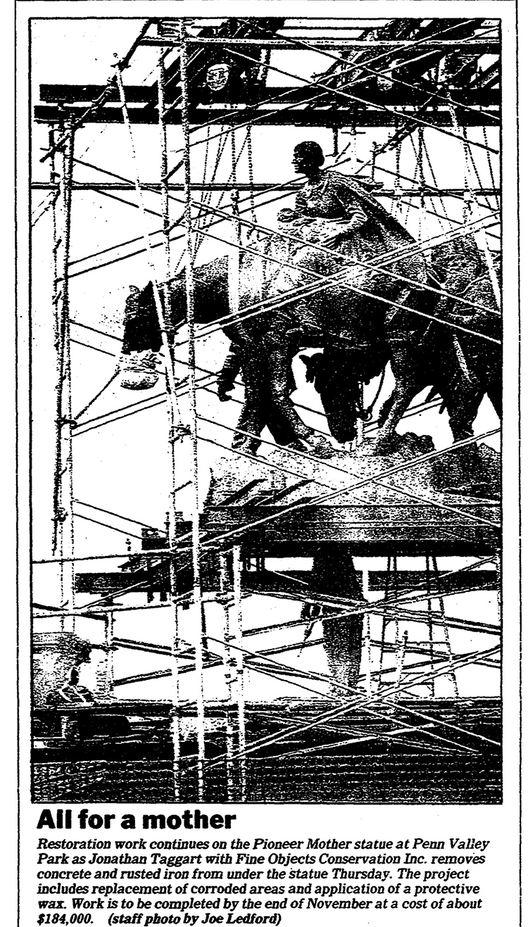 Pioneer Mother restoration, The Kansas City Star, September 9, 1988