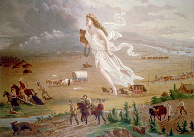 American Progress by John Gast, 1872 | LIBRARY OF CONGRESS. This work embodied 19th century Manifest Destiny, the belief that U.S territorial expansion was preordained.