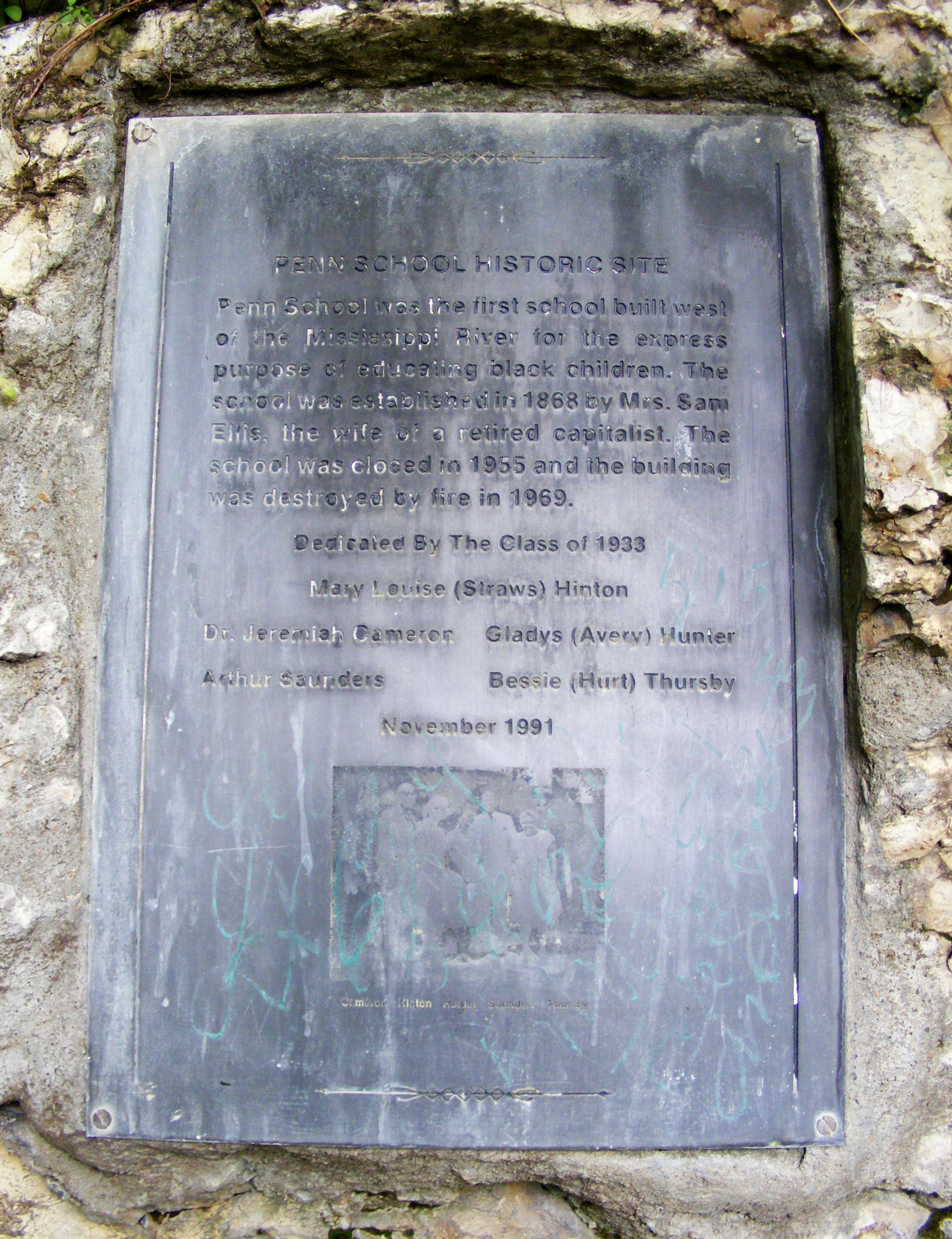 The Penn School Historic Plaque. AFRICAN AMERICAN HERITAGE TRAIL