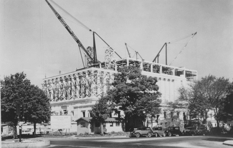 Construction site view of the Scottish Rite Temple located at 1330 Linwood (Linwood and Troost) in Kansas City, Missouri