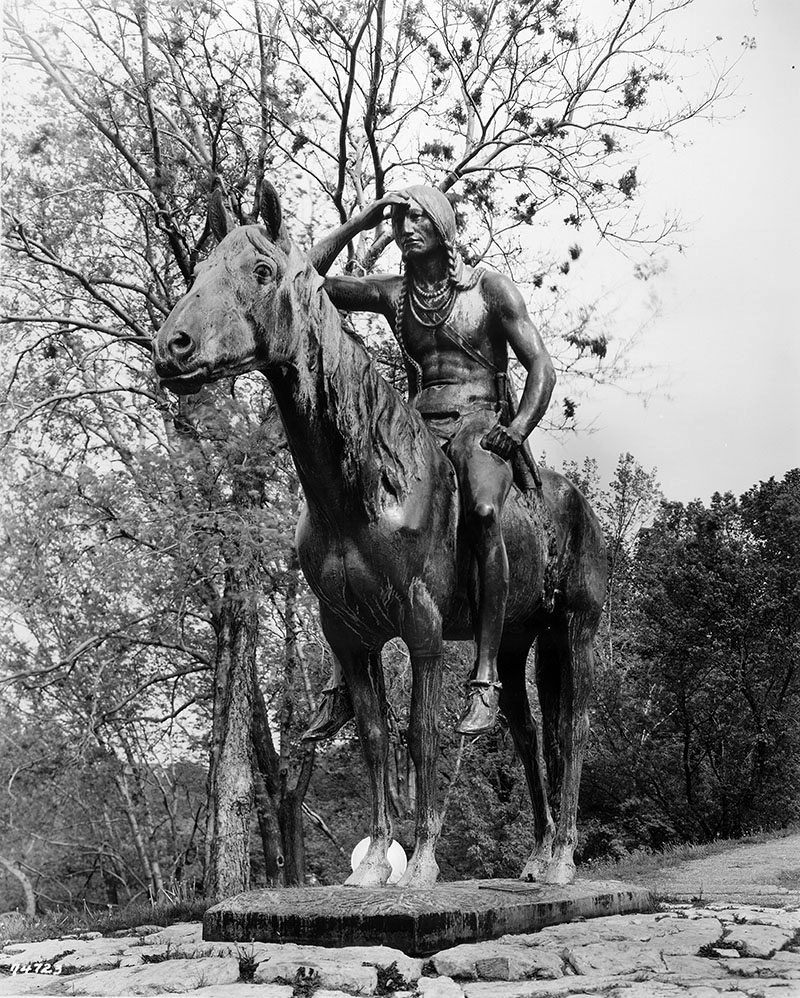 Circa 1950s view of The Scout with the reins, bow, arrows, and feather missing.