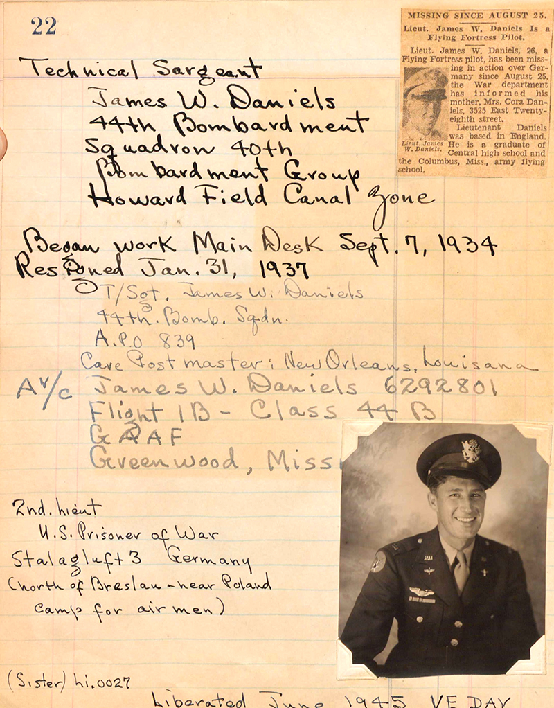 Page of the Kansas City Public Library World War II Honor Book