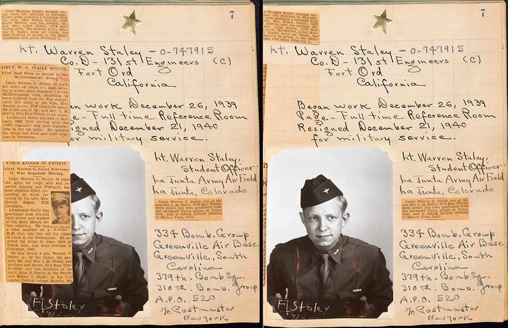 Page of the Kansas City Public Library World War II Honor Book