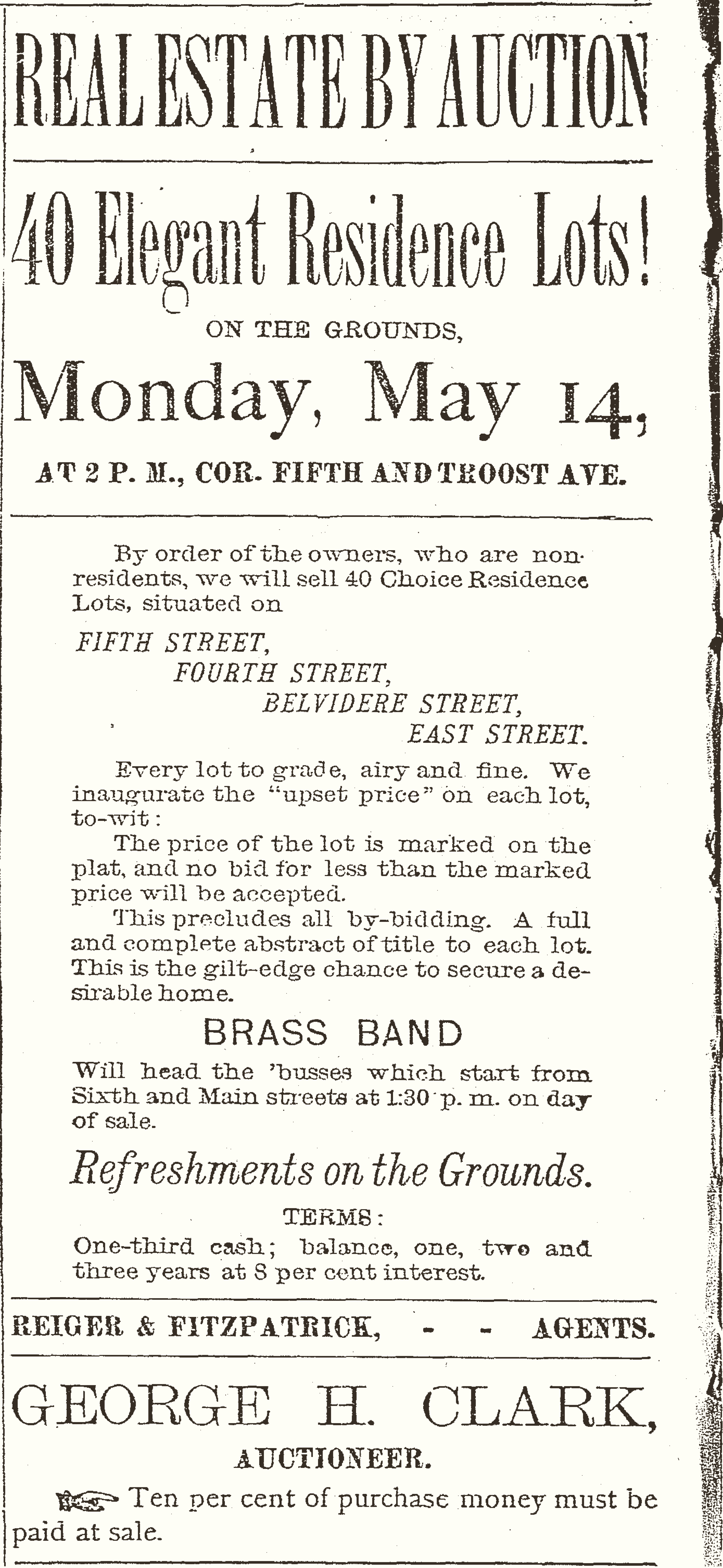 In 1883, the real estate firm Rieger & Fitzpatrick auctioned residential lots in the area that shortly after became Belvidere Hollow. THE KANSAS CITY STAR