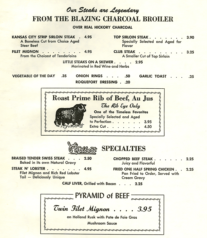 Section of the Four Winds menu