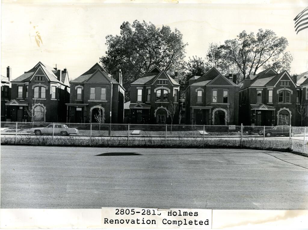 Renovation at Courtney Row Housing at 2805-2815 Holmes, Kansas City, MO, 1986. 