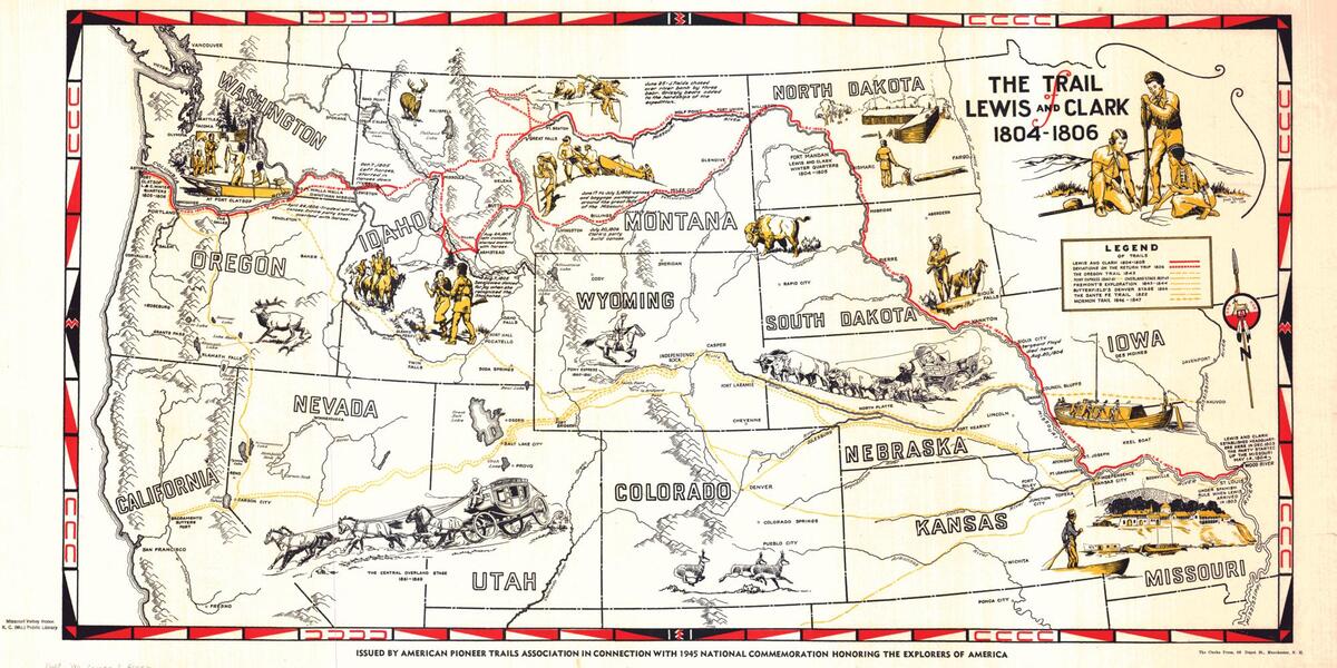 Map of Lewis and Clark trail