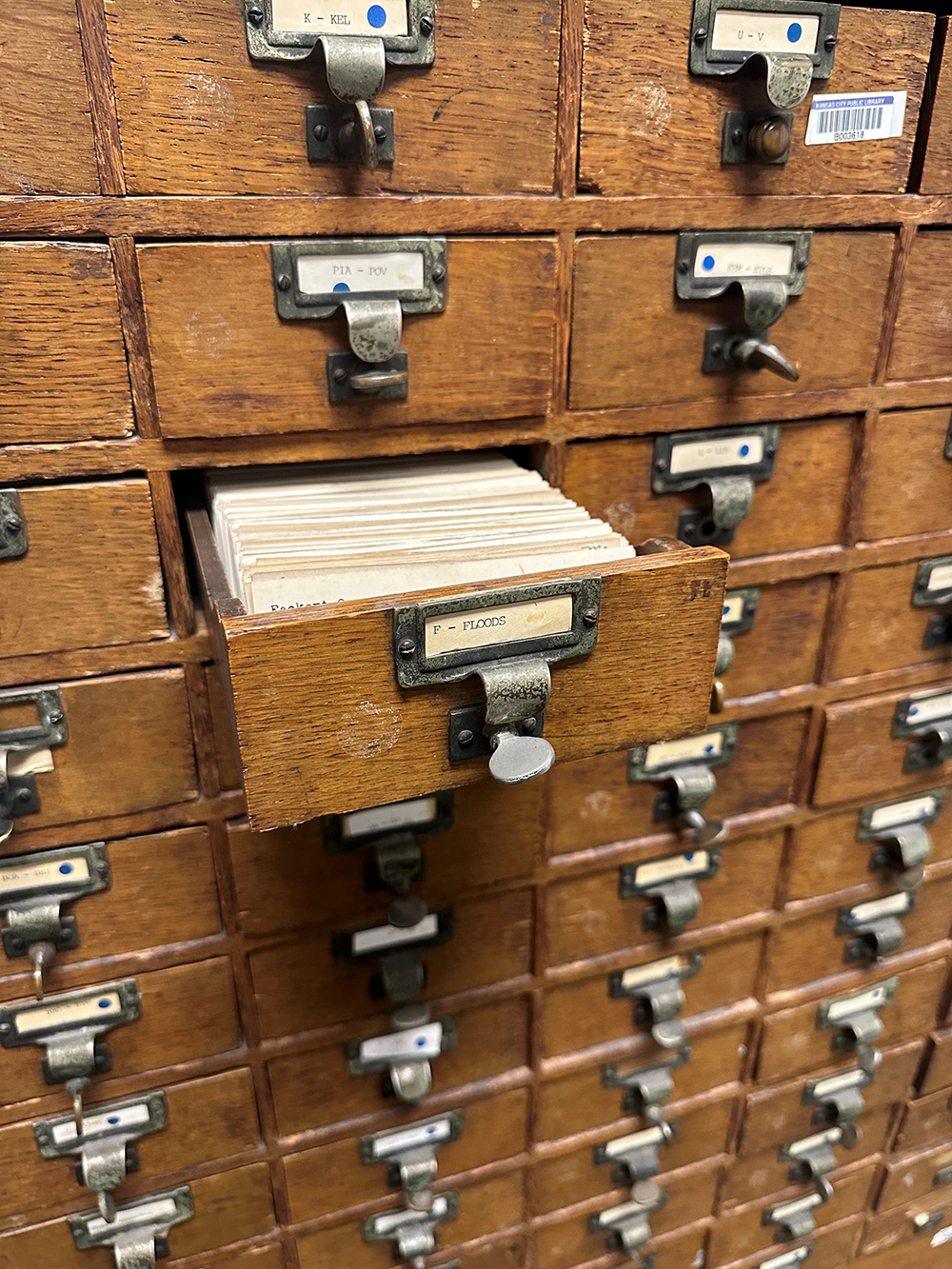 An original card catalog, circa late 1800s.