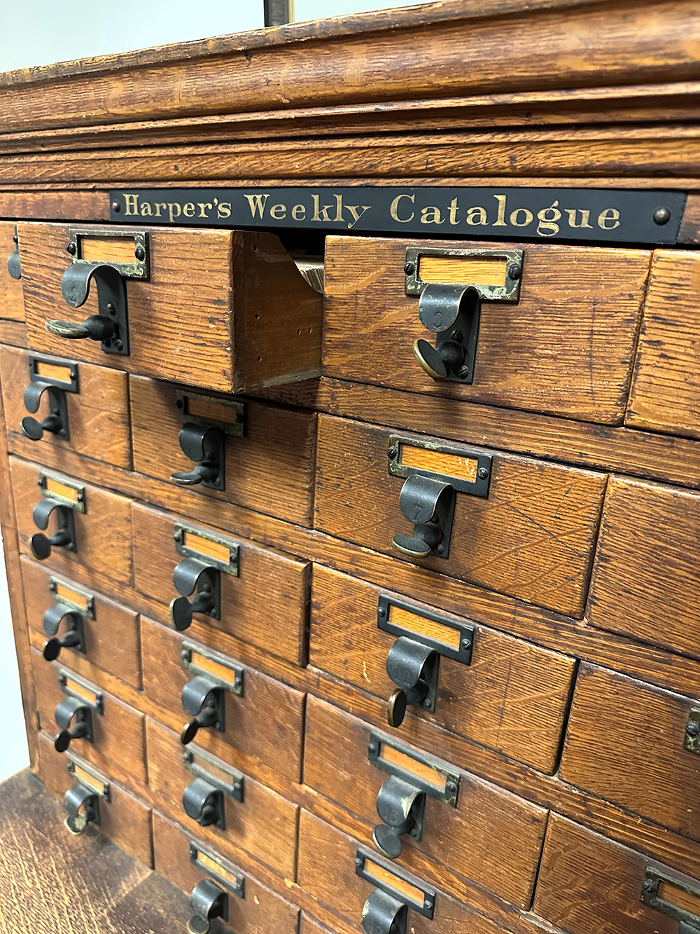 The Harper’s Weekly catalog as seen in the Missouri Valley Room.