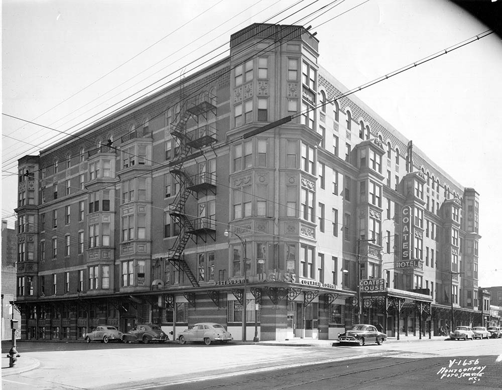 Coates House Hotel, full frontal and side view, 1950