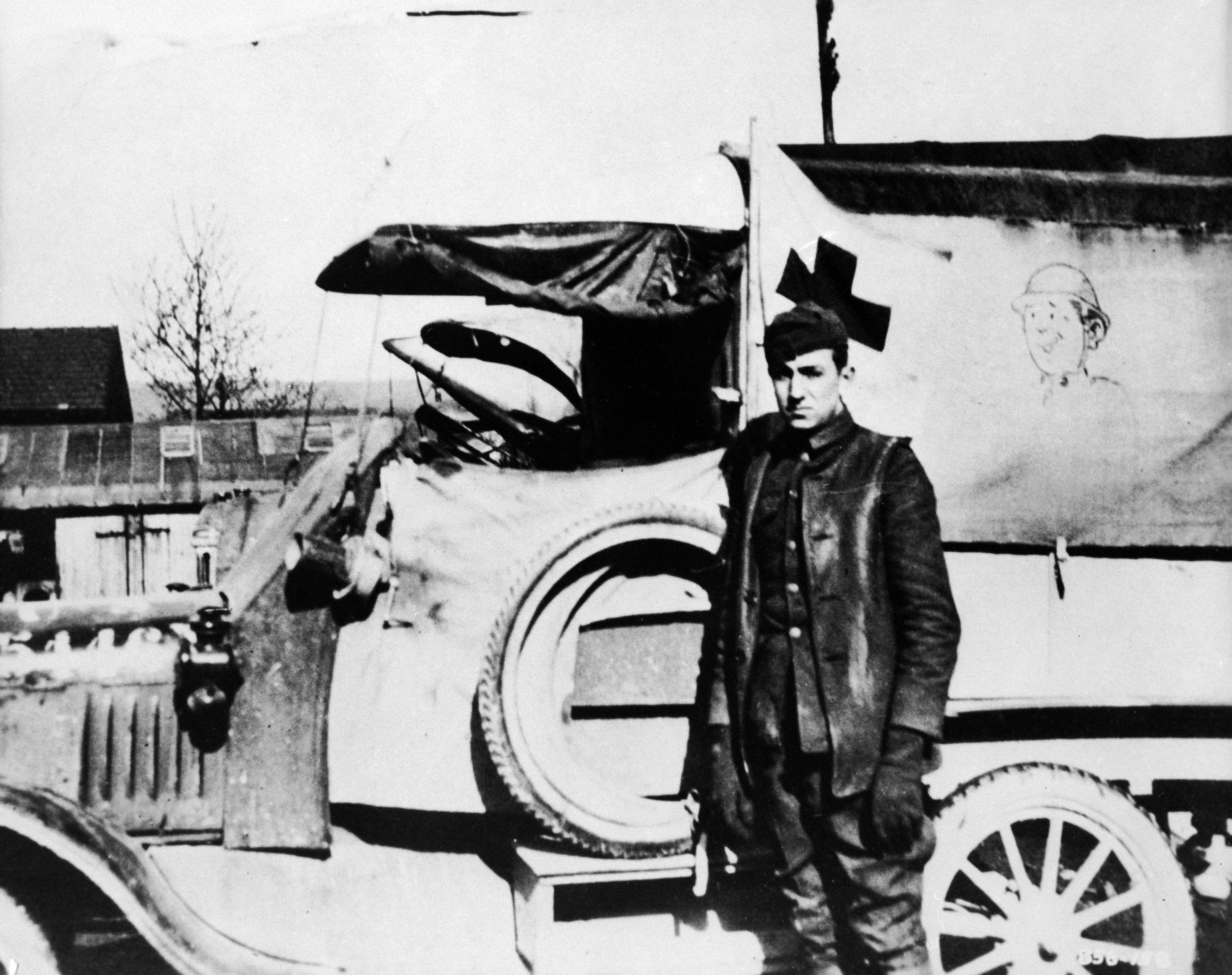 Walt Disney during his time as an ambulance driver in France following World War I. American Red Cross