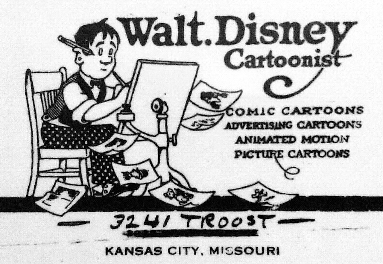 An advertisement for Walt Disney’s services as a cartoonist, ca. 1921. The Walt Disney Family Museum