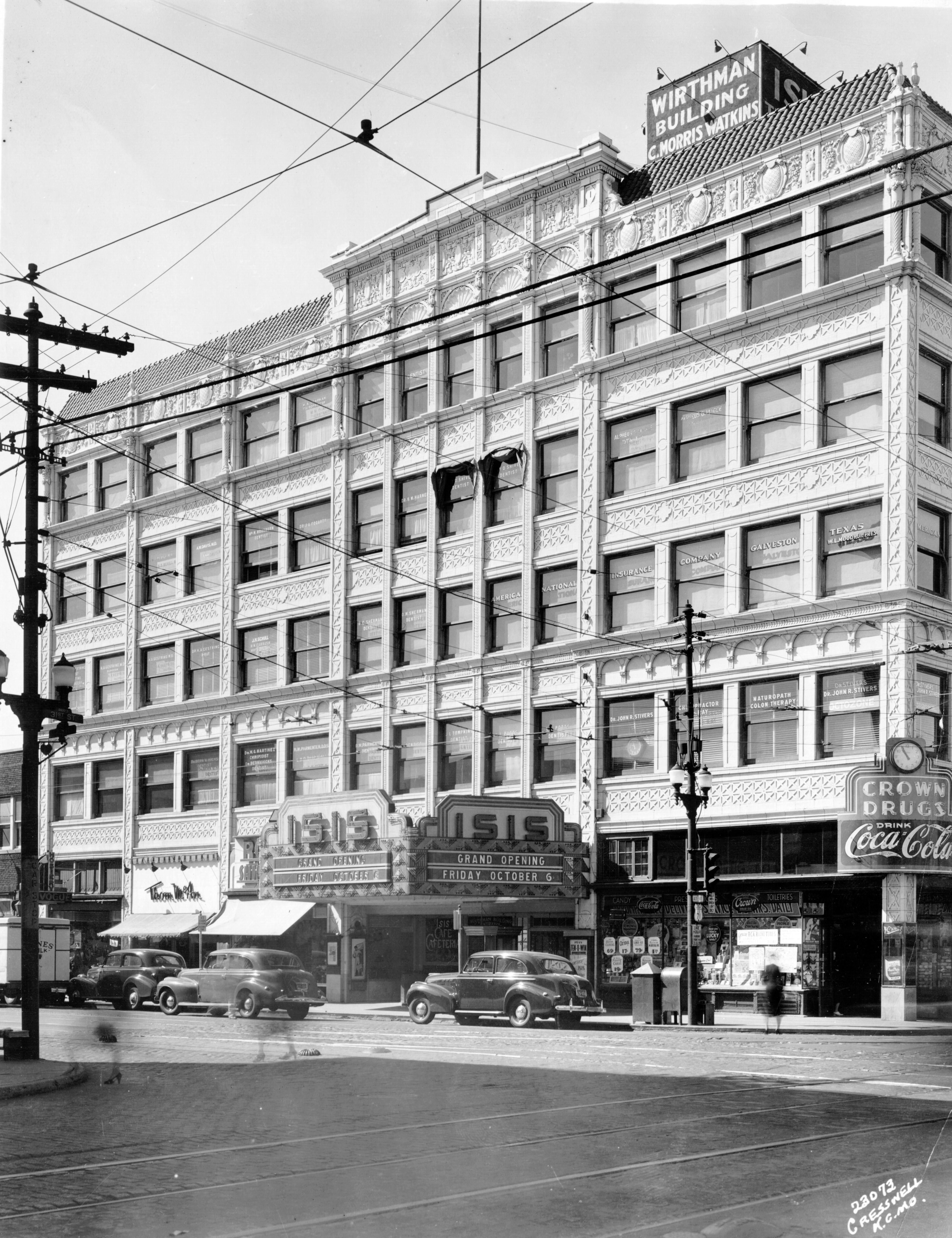 The Wirthman Building, final home of Laugh-O-gram Films and the Isis Theatre in 1940.