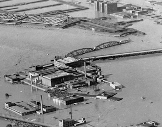 Aerial views of 1951 flood