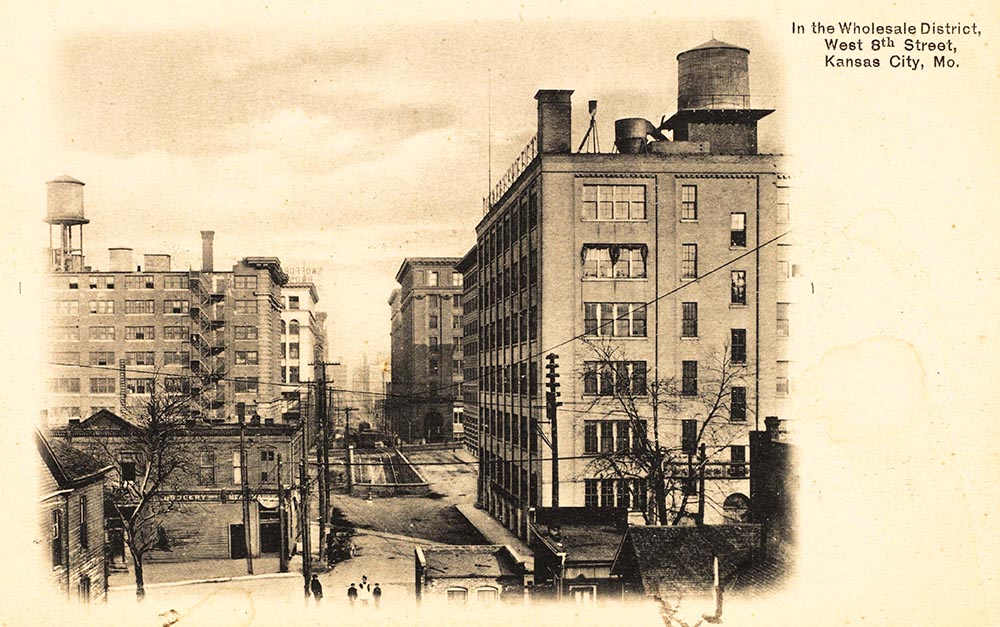 In the Wholesale District, West Eighth Street, Kansas City, MO., ca. 1890.