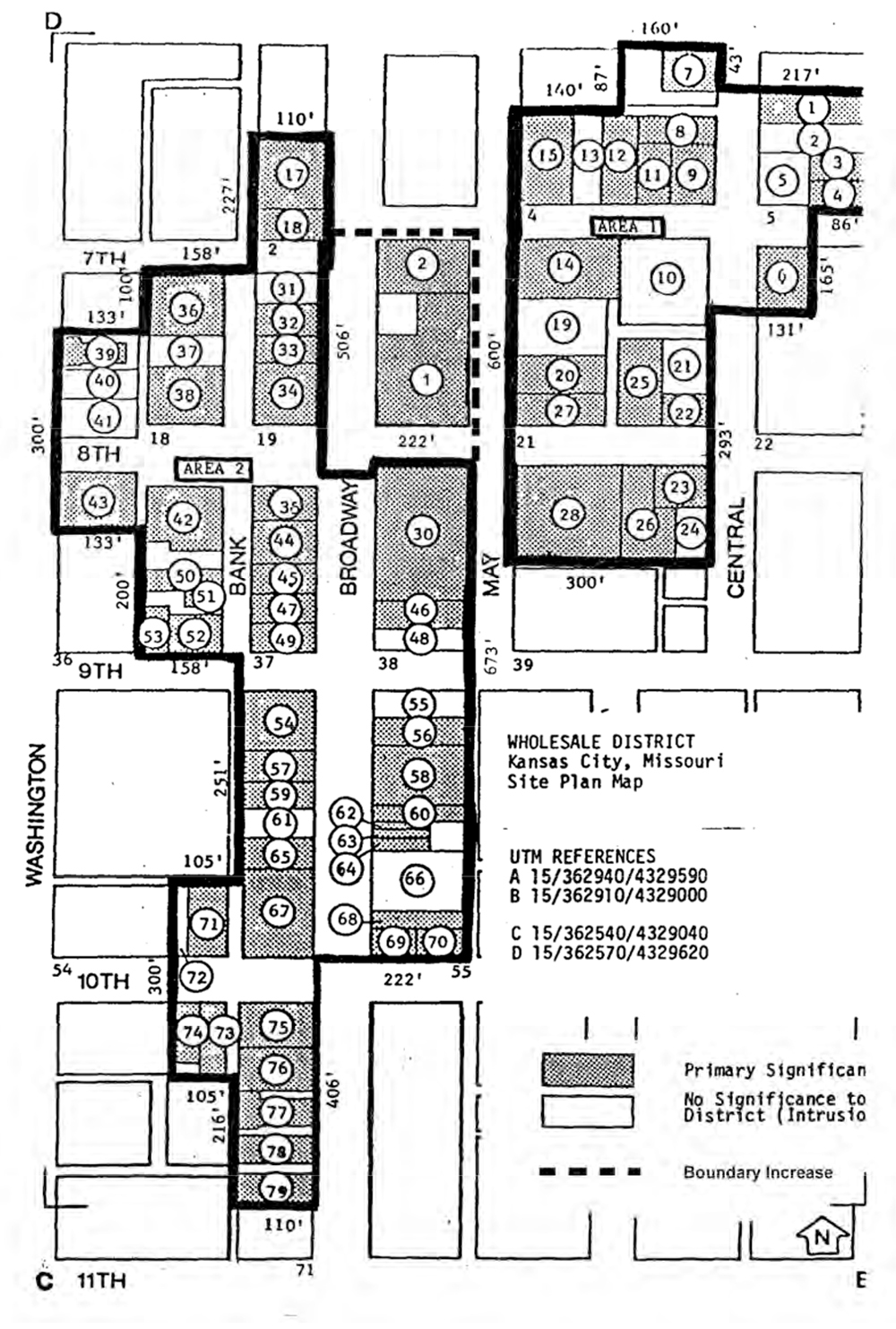 Wholesale District Boundaries Map, National Register of Historic Places Registration Form, 2012.