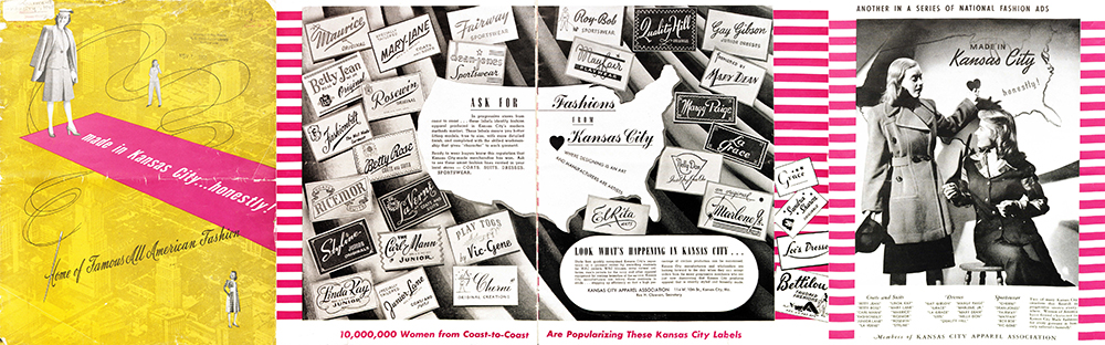 In 1945, the Kansas City Apparel Association, a trade group which consisted of local garment industry companies, ran a national advertisement campaign called “Made In Kansas City … Honestly!” In this booklet, the association promoted Garment District businesses and emphasized the industry's priority of producing high-quality items.