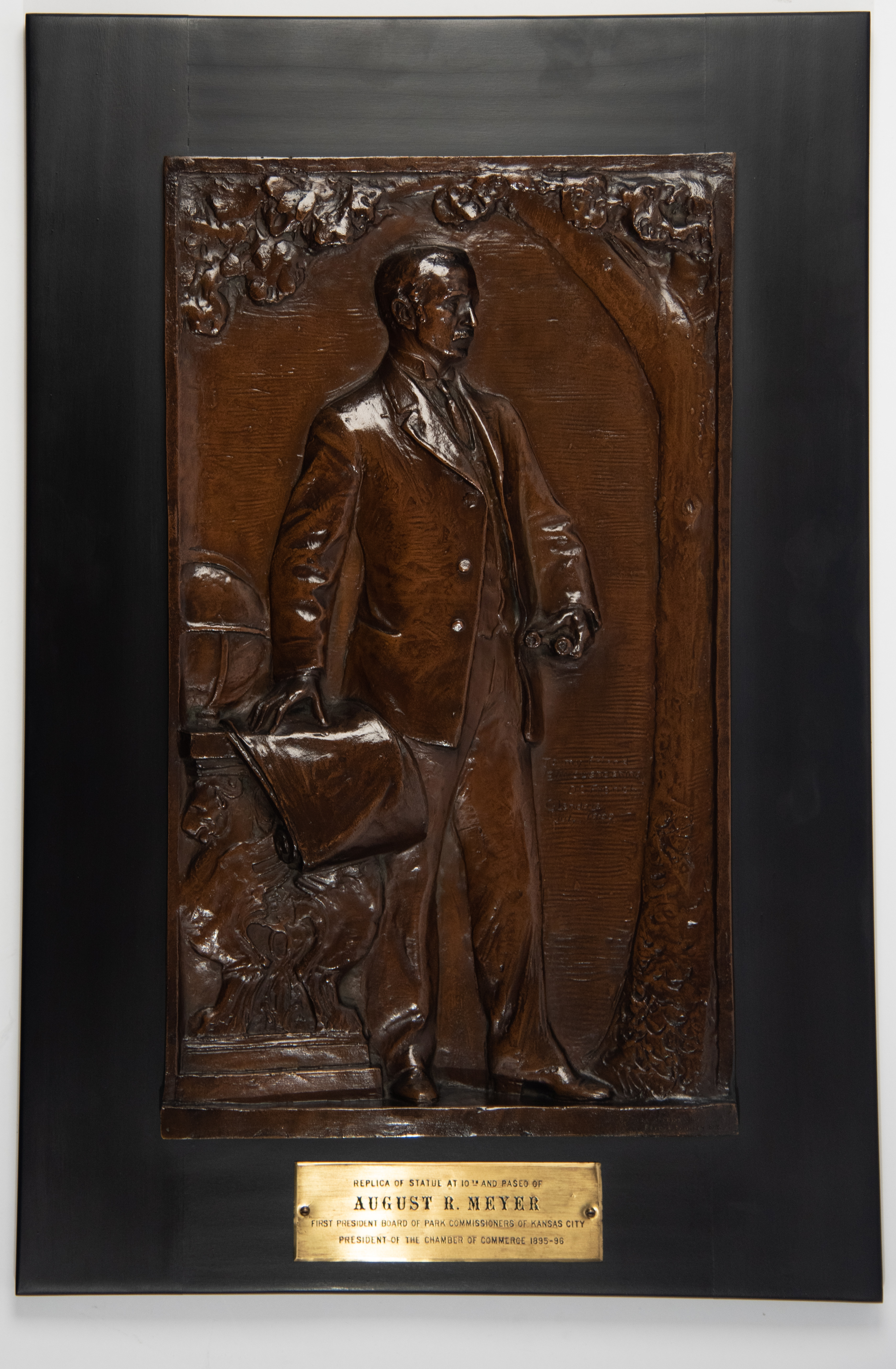 ronze bas relief replica of a sculpture of August R. Meyer