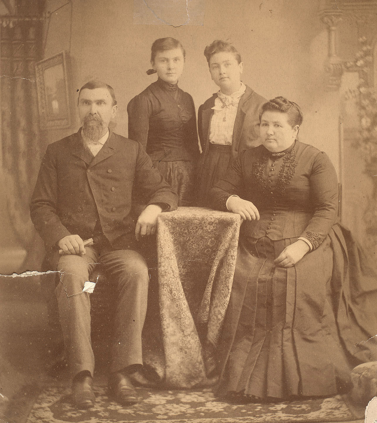 Portrait of James J. Akard, Wife, and Daughters