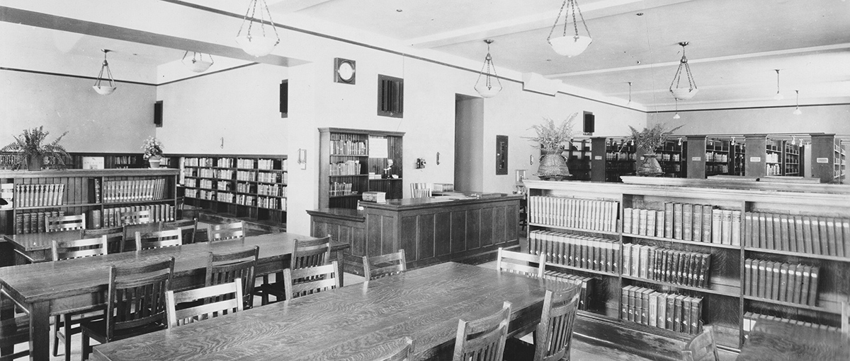 Interior of a library research room