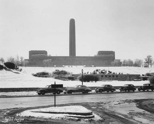 Liberty Memorial in the snow