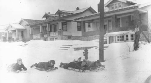 children sledding