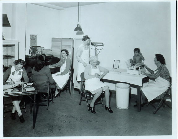 healthcare workers sitting in a clinic