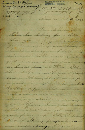 page of a handwritten letter